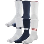 Under Armour Mens Essential Crew Socks, 6-Pairs , White Assorted , Large