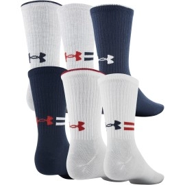 Under Armour Mens Essential Crew Socks, 6-Pairs , White Assorted , Large