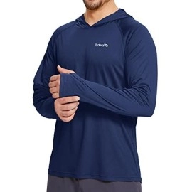 Baleaf Men'S Sun Protection Hoodie Shirt Upf 50+ Long Sleeve Uv Spf T-Shirts Rash Guard Fishing Swimming Lightweight Deep Blue Xxl