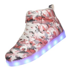 Voovix Kids Led Light Up Shoes Usb Charging Flashing High-Top Sneakers For Boys And Girls Child Unisex(Cred,39)