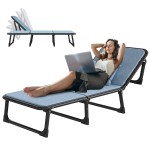Aboron 6-Level Folding Chaise Lounger For Adults, Sleeping Bed Frame With Mattress, Heavy Duty Guest Bed With Mattress Home Camping Office Vacation Nursing