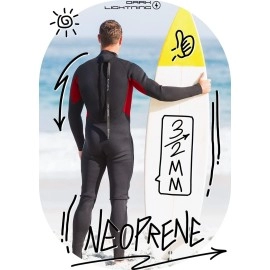 Dark Lightning Full Body Wetsuit Men And Women, 3/2Mm Wet Suit Womens Mens Diving Surfing Snorkeling Kayaking Water Sports (Men - Red-3/2Mm, Xx-Large)