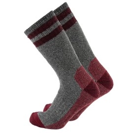 Cerebro Merino Wool Socks For Men, Cushioned Mid-Calf Socks Moisture Wicking Men'S Hiking Socks For Home, Trekking, Outdoors (1Pairs Greyred)