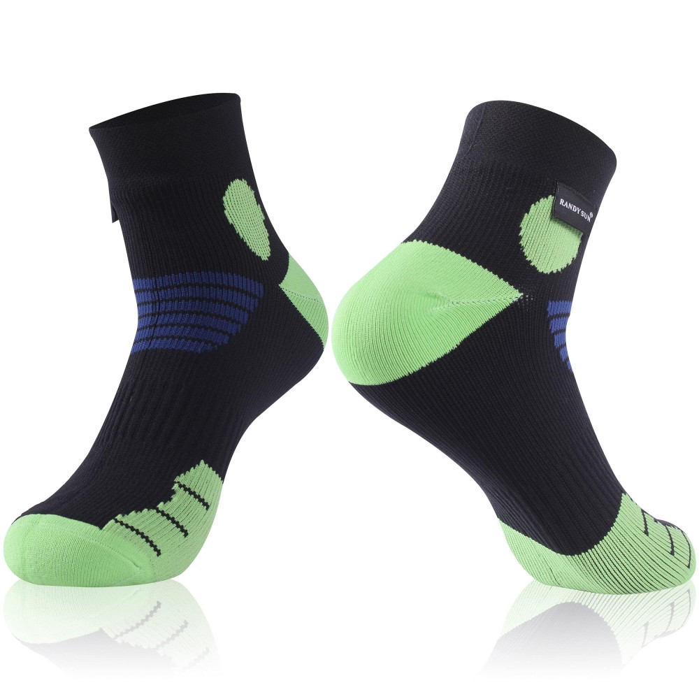 Randy Sun Waterproof Socks, Running Breathable Unisex Hiking Cycling Running Climbing Fishing Fitness Socks(1 Pair Ankle Light Green L)