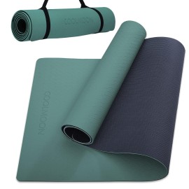 Coolmoon 1/4 Inch Extra Thick Yoga Mat Double-Sided Non Slip,Yoga Mat For Women And Men,Fitness Mats With Carrying Strap,Eco Friendly Tpe Yoga Mat, Pilates And Exercises Mat