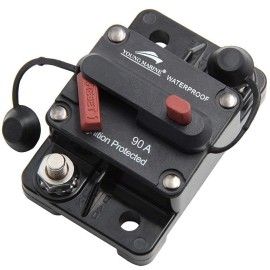Young Marine Circuit Breaker For Boat Trolling With Manual Reset,Water Proof,12V- 48V Dc (Surface Mount-90A)