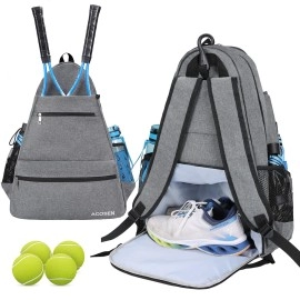 Acosen Tennis Bag Tennis Backpack - Tennis Bags For Women Or Men To Holds 2 Tennis Rackets, Pickleball Paddles, Clothes And Balls, Separate Ventilated Shoe Compartment (Gray - B)