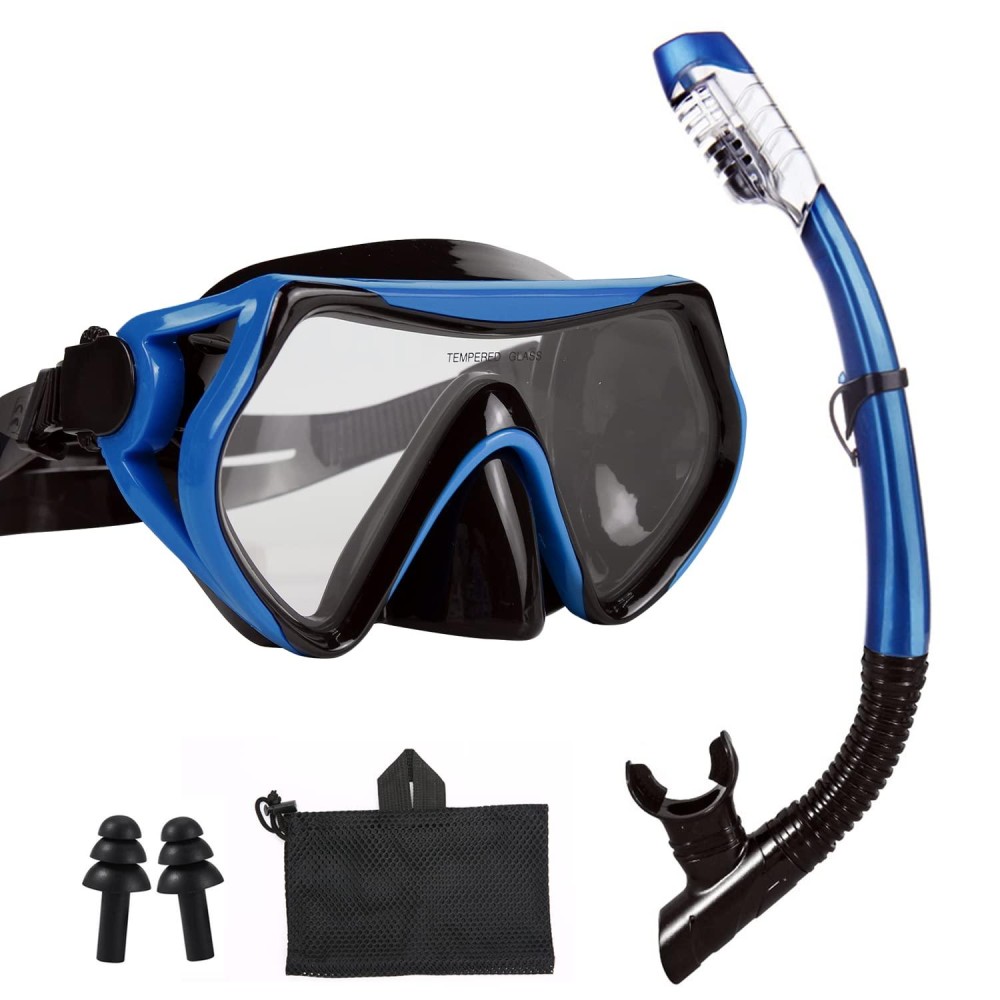 Aqua A Dive Sports Snorkeling Gear Snorkel Mask Scuba Set Scuba Mask Diving Mask Snorkeling Gear Swimming Goggles Snorkeling Set Swim Dive Mask (Blue)