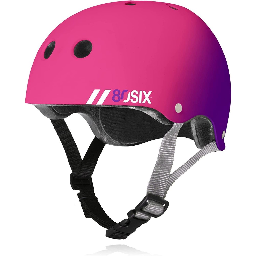 80Six Dual Certified Kids Bike, Skate, And Scooter Helmet, Pink Purple Fade, Small/Medium - Ages 8+