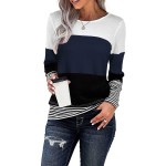 Dokotoo Womens Sweater Plus Size Sweaters Fall Clothes Fashion Lightweight Color Block Striped Sweater Sweaters Long Sleeve Crewneck Pullover Sweatshirts,Us(18-20),Blue