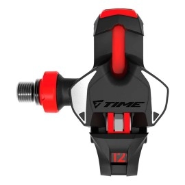 Time Xpro 12 Clipless Bike Pedals, Single Sided Carbon Pedal Body, Titanium Axle Lightweight, Oversized Platform Road, Race, Triathlon Blackred Pair