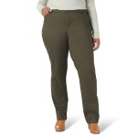 Lee Womens Size Wrinkle Free Relaxed Fit Straight Leg Pant, Frontier Olive, 22 Plus Medium