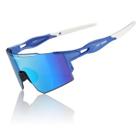 Exp Vision Polarized Cycling Glasses, Uv 400 Sports Sunglasses Biking Goggles Running Hiking Golf Fishing Driving (Blue)