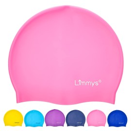 Limmys Kids Swimming Cap - 100% Silicone Kids Swim Caps For Boys And Girls - Premium Quality, Stretchable And Comfortable Swimming Hats Kids- Available In Different Attractive Colors (Light Pink)