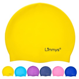 Limmys Kids Swimming Cap - 100% Silicone Kids Swim Caps For Boys And Girls - Premium Quality, Stretchable And Comfortable Swimming Hats Kids- Available In Different Attractive Colors (Yellow)