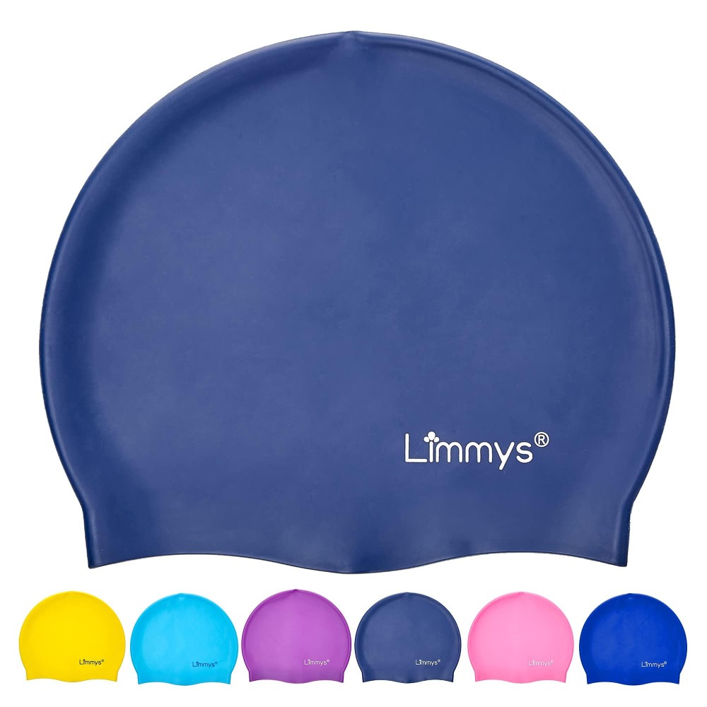 Limmys Kids Swimming Cap - 100% Silicone Kids Swim Caps For Boys And Girls - Premium Quality, Stretchable And Comfortable Swimming Hats Kids- Available In Different Attractive Colors (Dark Blue)