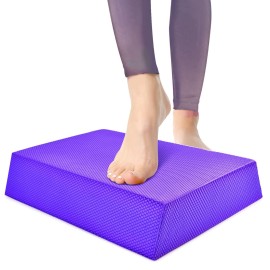 Balance Board, Foam Pad Yoga Mat, Balancing Exercises Mat, Non-Slip Knee Rocker Board Physical Therapy Cushioned Turn Boards For Dancers Women, Anti-Fatigue Fitness Training Pads Purple 12.2X9.4X2.4In