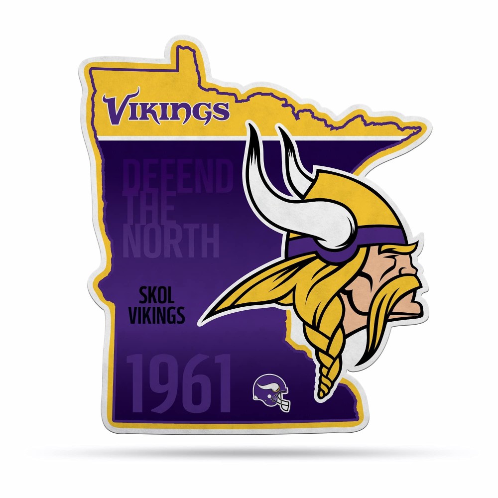 Rico Industries Nfl Minnesota Vikings State Shape Shape Cut Pennant - Home And Living Room Dacor - Soft Felt Ez To Hang