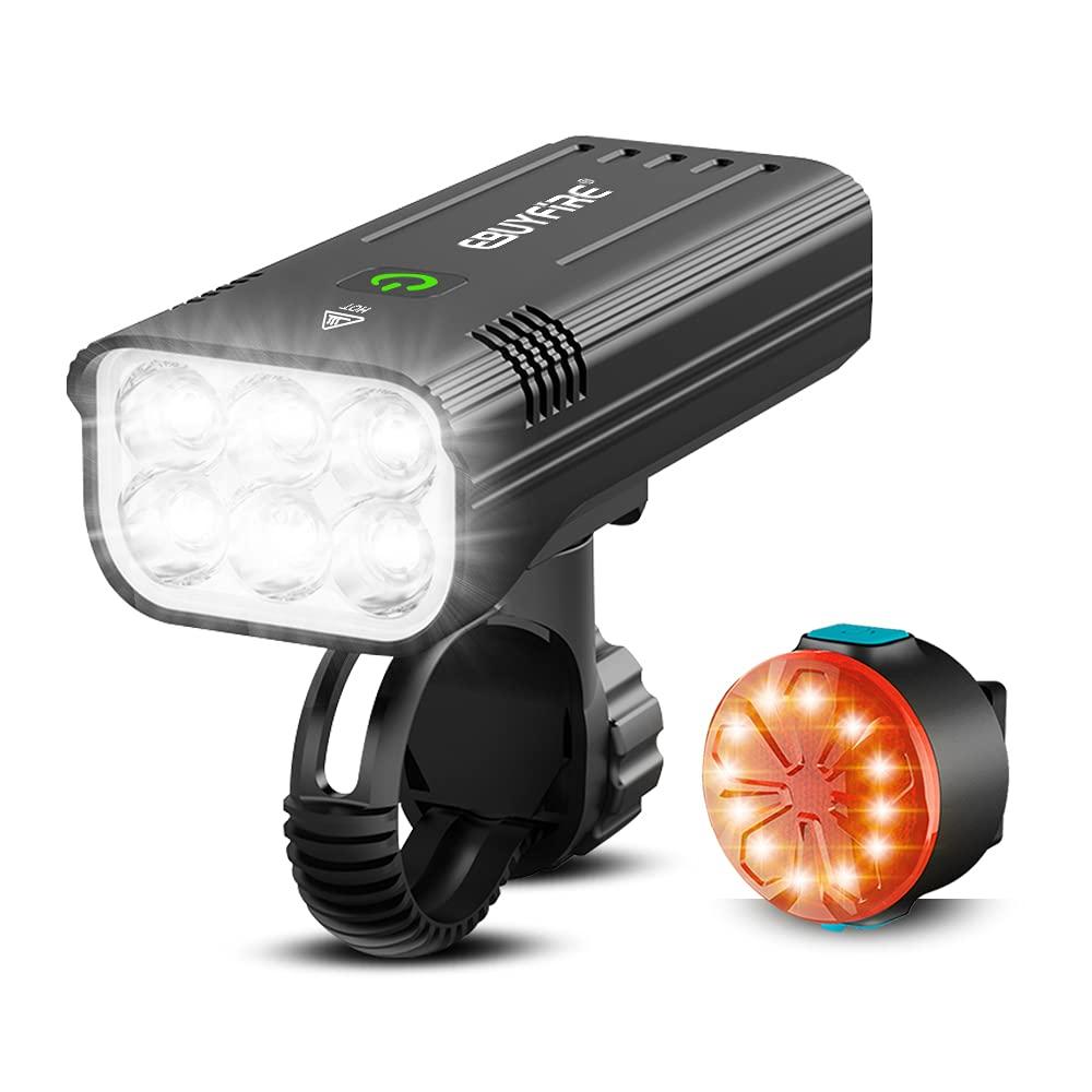 Ebuyfire Usb Bike Lights Front And Back, 6*T6 Led Rechargeable Bicycle Front Light Set, 35 Modes, 5V 1A Output Bike Headlight And Taillight Set For Night Riding (6*T6 Led)