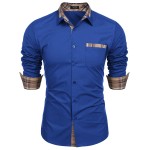 Coofandy Mens Button Up Dress Shirt Long Sleeve Casual Shirt Royal Blue Xx-Large