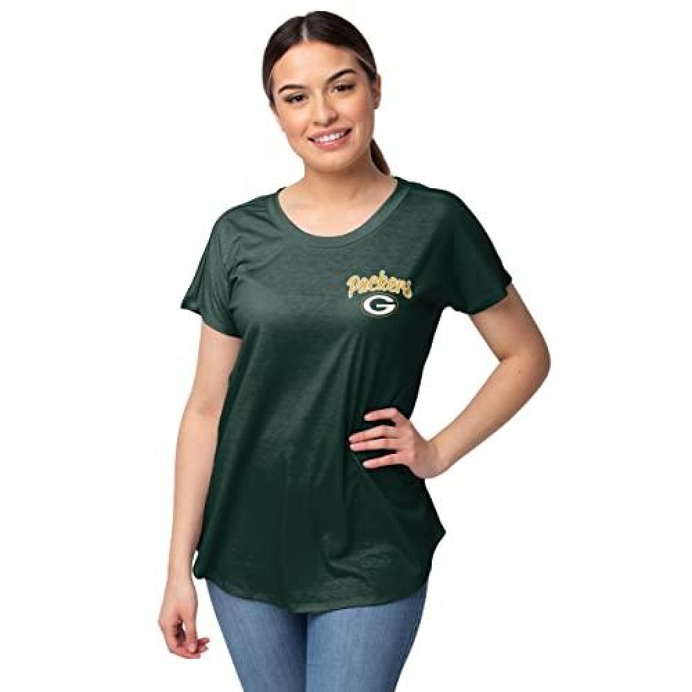 Green Bay Packers Nfl Womens Script Wordmark Tunic Top - Xl