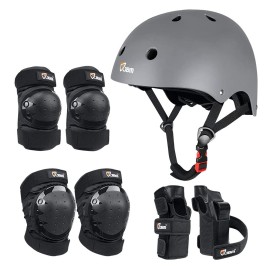 Jbm Child & Adults Rider Series Protection Gear Set For Multi Sports Scooter, Skateboarding, Roller Skating, Protection For Beginner To Advanced, Helmet, Knee And Elbow Pads With Wrist Guards