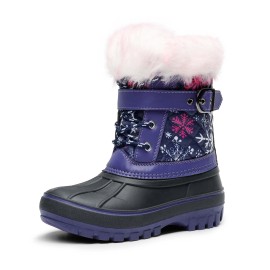 Dream Pairs Boys Faux Fur-Lined Insulated Waterproof Winter Snow Boots Kriver-3 Purplefuchsia 10 Toddler