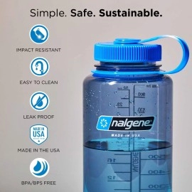Nalgene Sustain Tritan BPA-Free Water Bottle Made with Material Derived From 50% Plastic Waste, 32 OZ, Wide Mouth, Electric Magenta