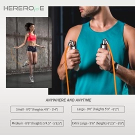 HEREROPE Weighted Jump Rope for Men, 1LB Jump Rope Weighted with PU Power Handles, Adjustable Heavy Jump Ropes, 8MM Skipping Rope for Adult, Great for Fitness, High Intensity Strength Workouts