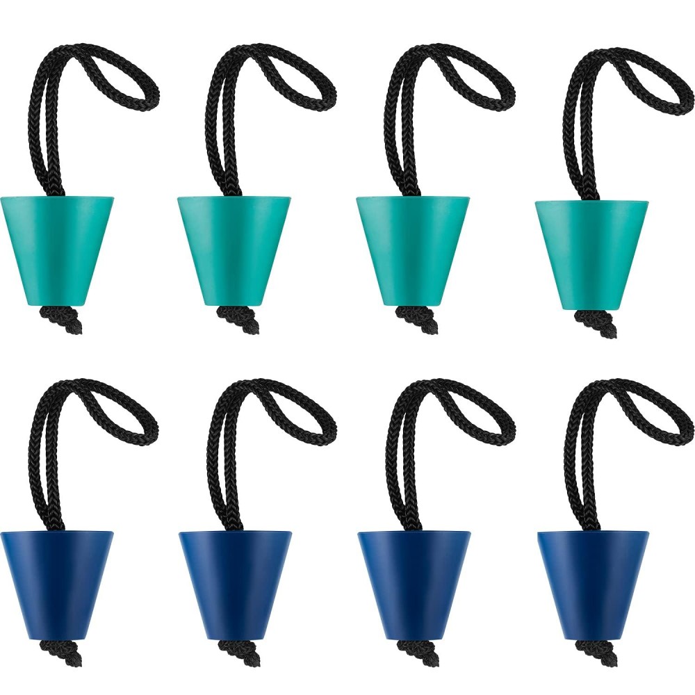 8 Pieces Kayak Scupper Plug Kit Silicone Scupper Plugs Drain Holes Stopper Bung With Lanyard (Dark Blue, Dark Green)