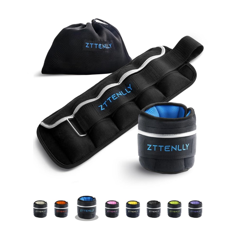 Zttenlly Adjustable Ankle Weights 1-20 Lbs Pair With Carry Bag - Breathable Fabrics, Reflective Trim - Strength Training Leg Wrist Arm Ankle Walking Weights Sets For Women Men Kids