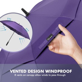 NINEMAX Large Golf Umbrella Windproof 54/62/68 Inch Extra Large, Automatic Open Double Canopy Vented Oversized Adult Umbrella for Rain and Wind
