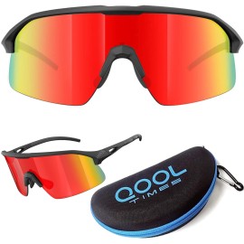 QoolTimes Polarized Wrap Around shield ski Sunglasses Men Women Triathlon beach Volleyball Running Oakley Sutro Lite Baseball