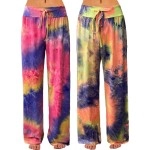 Rosa Junio Womens Comfy Pyjamas Casual Drawstring Floral Palazzo Lounge Stretch Wide Leg Pants, 2 Pack(#1+#6), 3X-Large