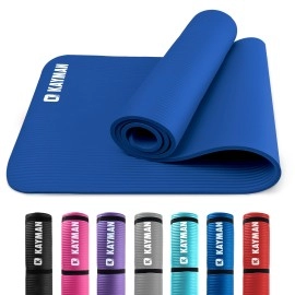 Yoga Mat - Multi-Purpose Extra Thick Foam Exercise Mats - Ideal Floor Mat For Pilates, Stretching, Resistance Workout & Therapy - Home & Gym Equipment Accessory For Men Women Kids -183 X 60Cm (Black) (Blue)