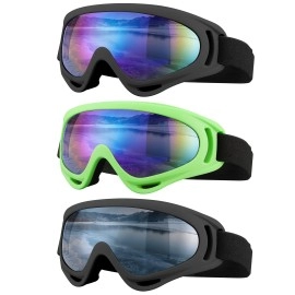 Sixyard Ski Goggles, Motorcycle Goggles, 3 Pack Snowboard Snow Goggles For Men Women Adult Youth (Style 1)