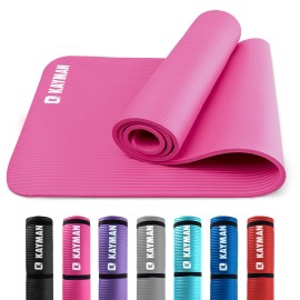 Yoga Mat - Multi-Purpose Extra Thick Foam Exercise Mats - Ideal Floor Mat For Pilates, Stretching, Resistance Workout & Therapy - Home & Gym Equipment Accessory For Men Women Kids -183 X 60Cm (Black) (Pink)