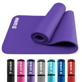 Yoga Mat - Multi-Purpose Extra Thick Foam Exercise Mats - Ideal Floor Mat For Pilates, Stretching, Resistance Workout & Therapy - Home & Gym Equipment Accessory For Men Women Kids -183 X 60Cm (Black) (Purple)