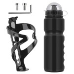 Ainiv Bike Water Bottle Cage With Bpa-Free 800Ml28Oz Bike Bottle, Black Gloss Strong Bike Water Bottle Holder, Bicycle Cup Holder, Cycling Bottle Holder For Road Bike And Mountain Bike, Black