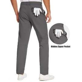 Specialmagic Mens Casual Pants Golf Pants Stretch Waist Zipper Pockets Tapered Pants Lightweight Clearance 30 Grey