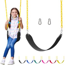 Jungle Gym Kingdom Swing For Outdoor Swing Set - Pack Of 1 Swing Seat Replacement Kit With Heavy Duty Chains - Backyard Swingset Playground Accessories For Kids (Black)