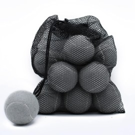 Magicorange Tennis Balls, 12 Pack Advanced Training Tennis Balls Practice Balls, Pet Dog Playing Balls, Come With Mesh Bag For Easy Transport, Good For Beginner Training Ball (Grey)