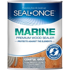 Seal-Once Marine Premium Wood Sealer - Waterproof Sealant - Wood Stain And Sealer In One - 1 Gallon & Coastal Gray