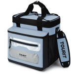 Tourit Soft Cooler Bag 40 Can Large Collapsible Soft Sided Cooler 33L Beach Portable Cooler Ice Chest Insulated For Picnic, Beach, Trip, Light Blue