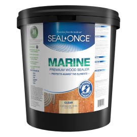 Seal-Once Marine Premium Wood Sealer - Waterproof Sealant - Wood Stain And Sealer In One - 5 Gallon & Clear