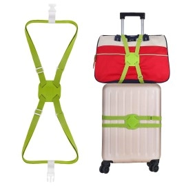 Guanjunx Luggage Straps Bag Bungees For Add A Bag Easy To Travel Suitcase Elastic Strap Belt Long Green (Gb-002)