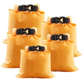 Kuou 5Pcs Waterproof Dry Bags, Dry Sack Waterproof Bag Lightweight Dry Bag Snorkeling Bag Drifting Bag(15L+25L+35L+45L+ 6L) (Orange)