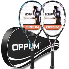Tennis Racket 27 inch Tennis Racquet 2 Pack for Adults Student Women and Men Beginner OPPUM Professional Training Tennis Rackets Racquets w/ Tennis Overgrip, Vibration Damper and Carry Bag