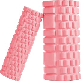 Foam Roller Set - 2 Roller (12 And 13) High-Density Round Foam Roller For Exercise, Massage, Muscle Recovery - Pink