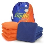 Eunho Dual Sided Cornhole Bags Set Of 8 Regulation Professional, Slick And Sticky For Pro Style Corn Hole Games, All Weather Tournament Bean Bags With Carry Bag (Orange/Blue)